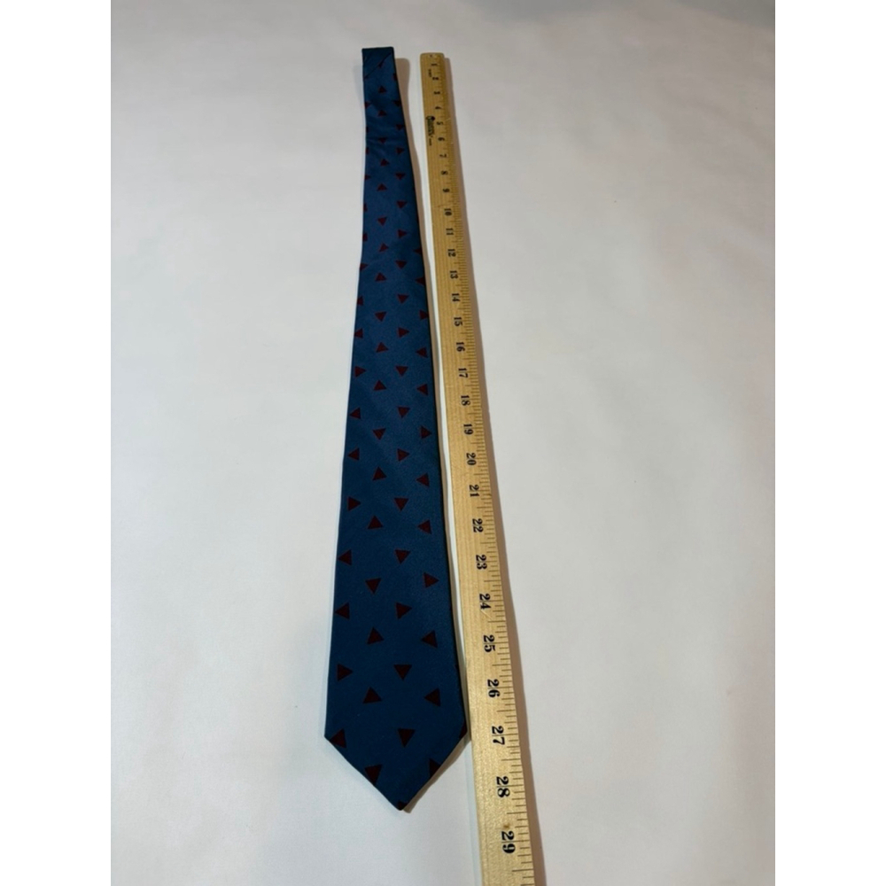 Lanvin Paris Silk Tie Blue Geometric Triangle Designer Mens Necktie - Picture 2 of 6